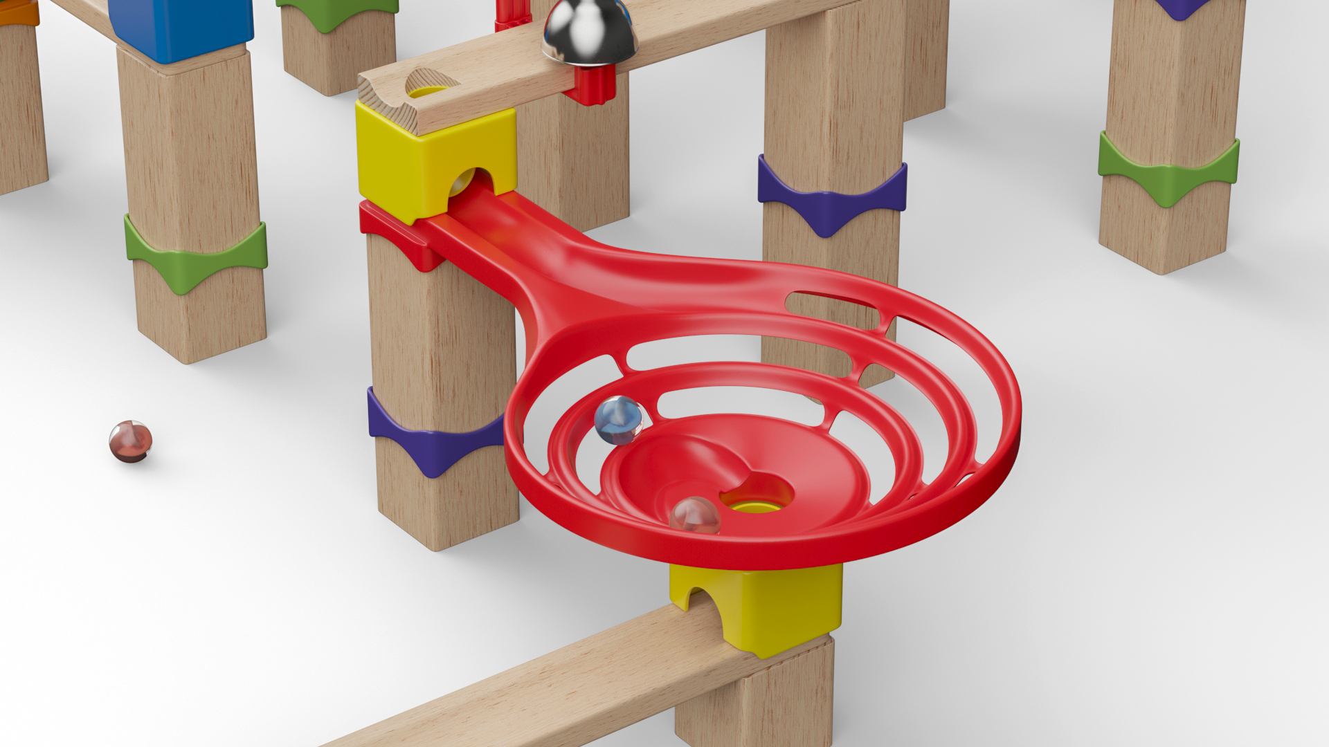 Wooden Marble Run Construction Set 3D model