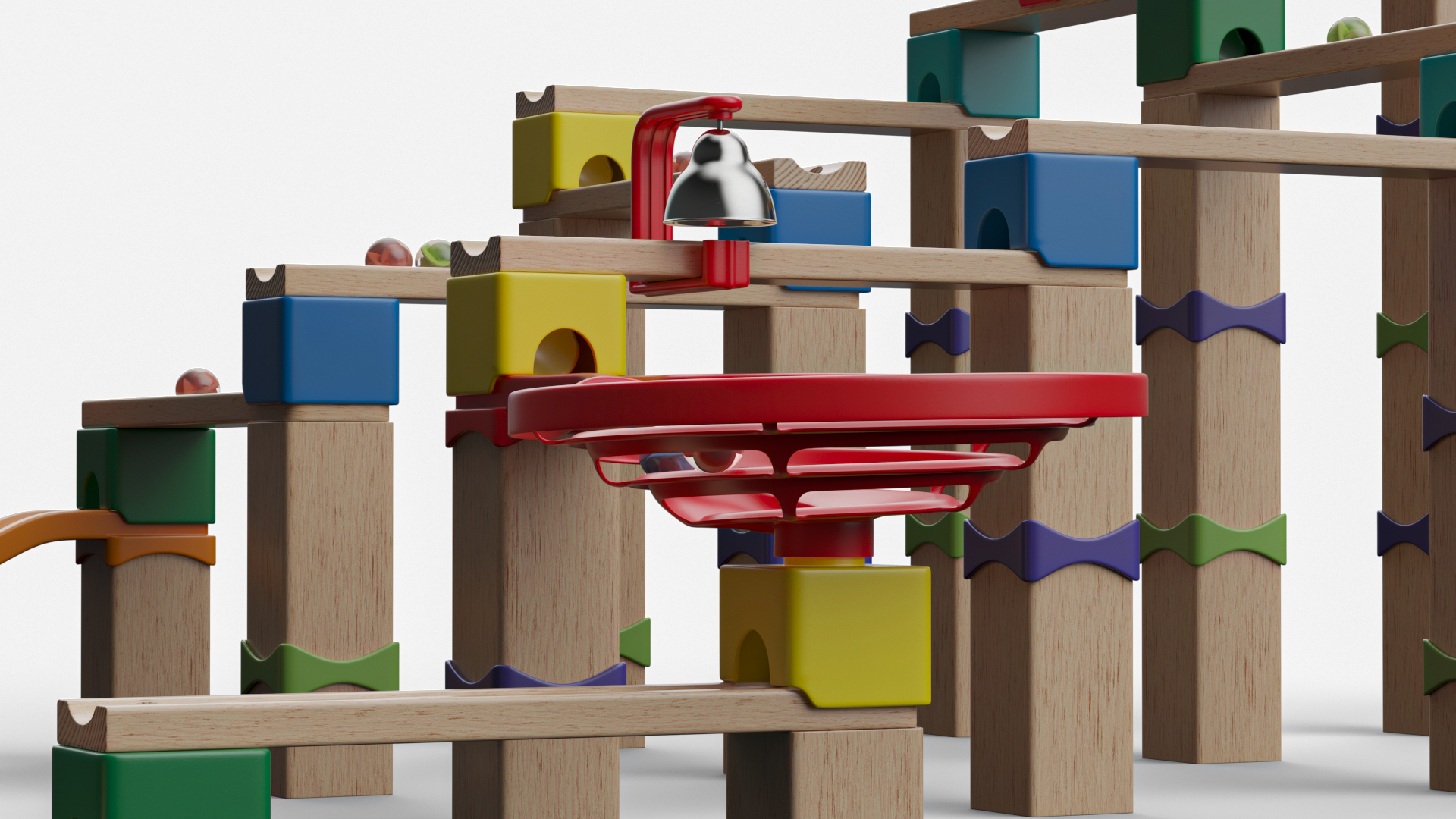 Wooden Marble Run Construction Set 3D model