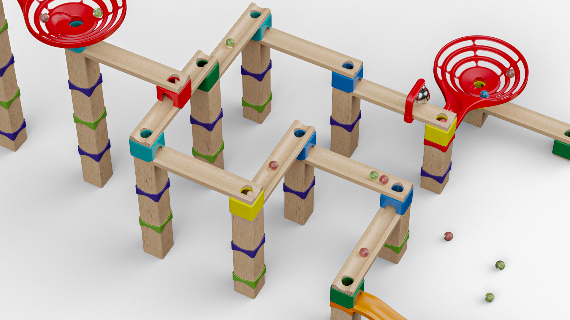 Wooden Marble Run Construction Set 3D model