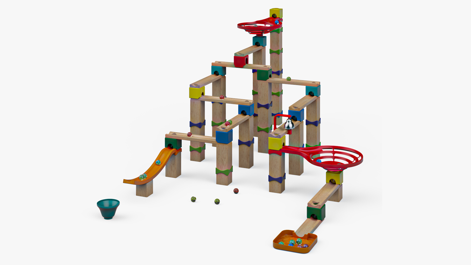 Wooden Marble Run Construction Set 3D model