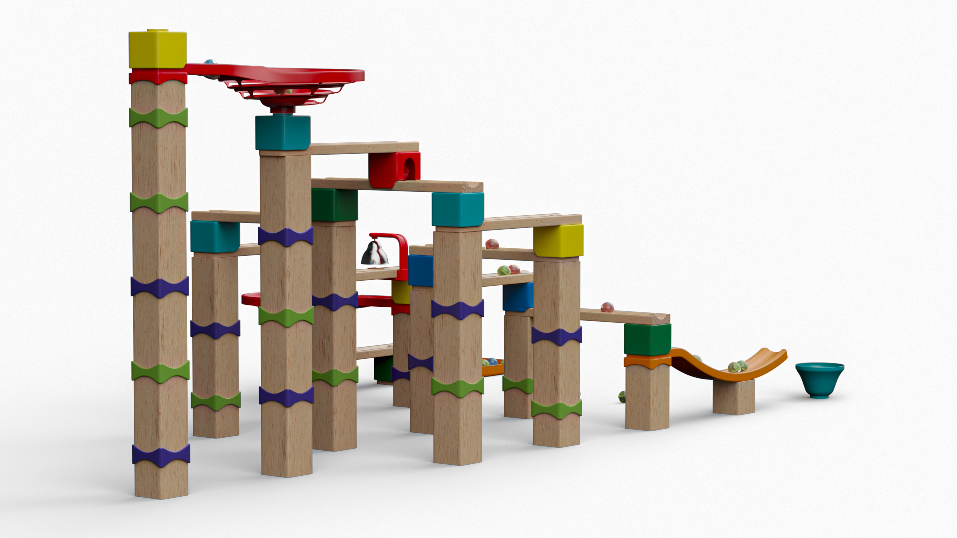 Wooden Marble Run Construction Set 3D model