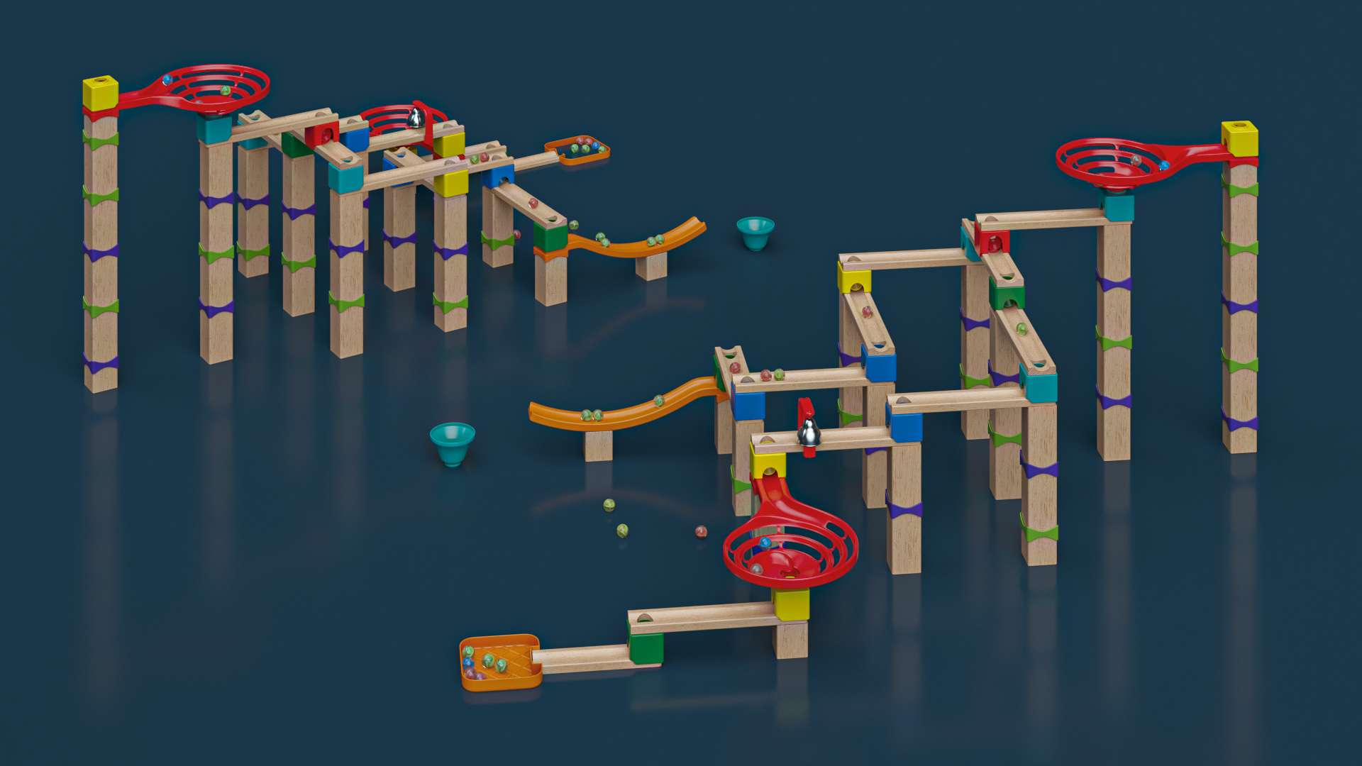 Wooden Marble Run Construction Set 3D model