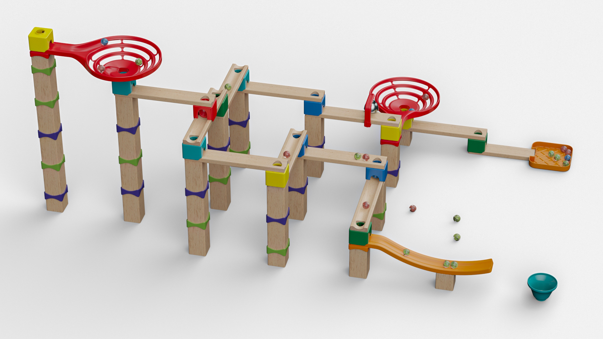 Wooden Marble Run Construction Set 3D model