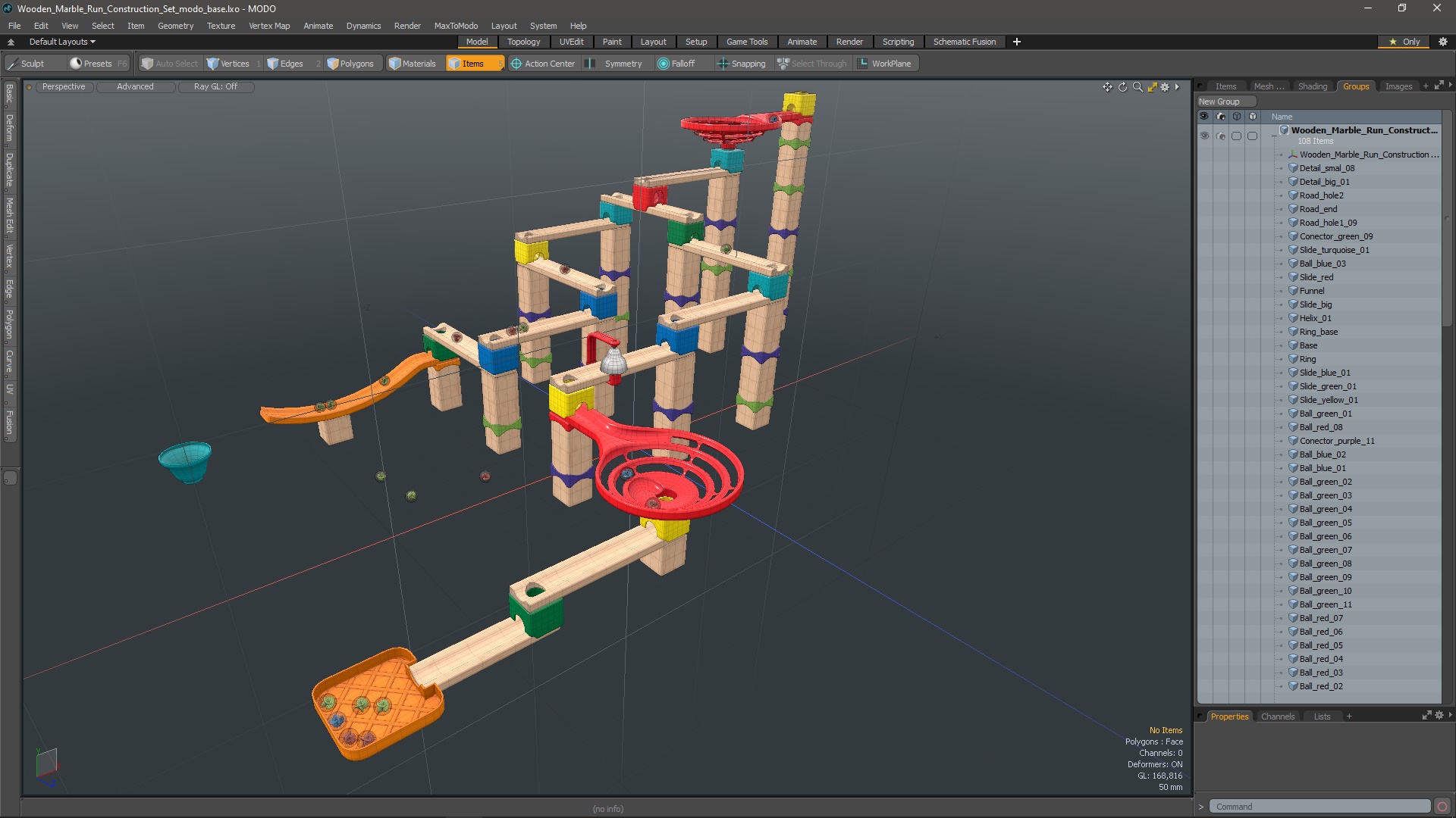 Wooden Marble Run Construction Set 3D model