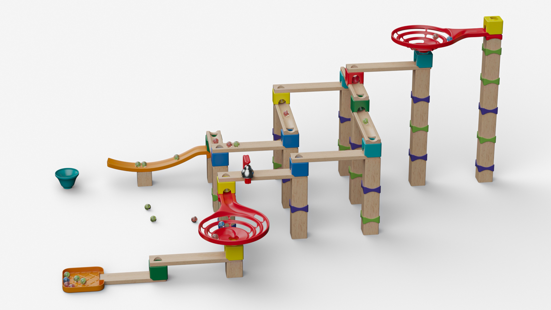 Wooden Marble Run Construction Set 3D model