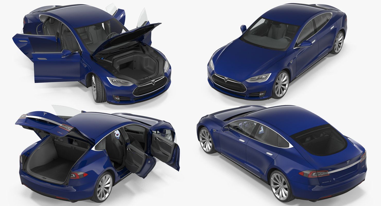 3D Tesla Model S P100D 2015 Rigged