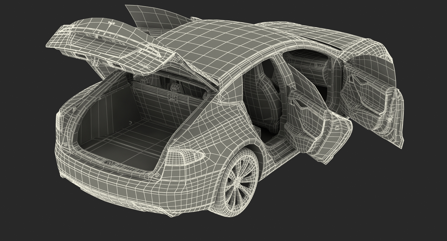 3D Tesla Model S P100D 2015 Rigged