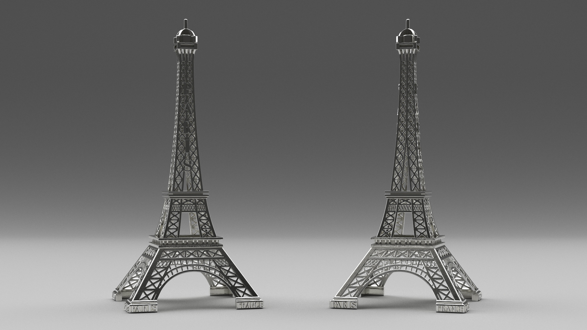 3D Eiffel Tower Silver Souvenir model