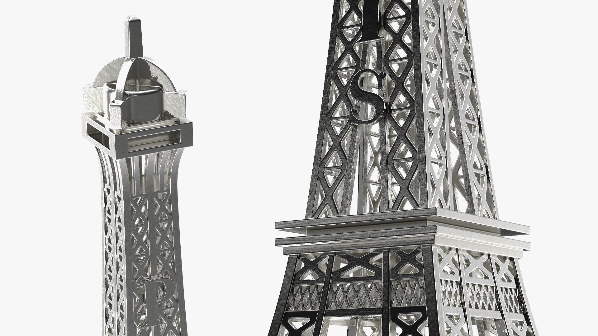 3D Eiffel Tower Silver Souvenir model