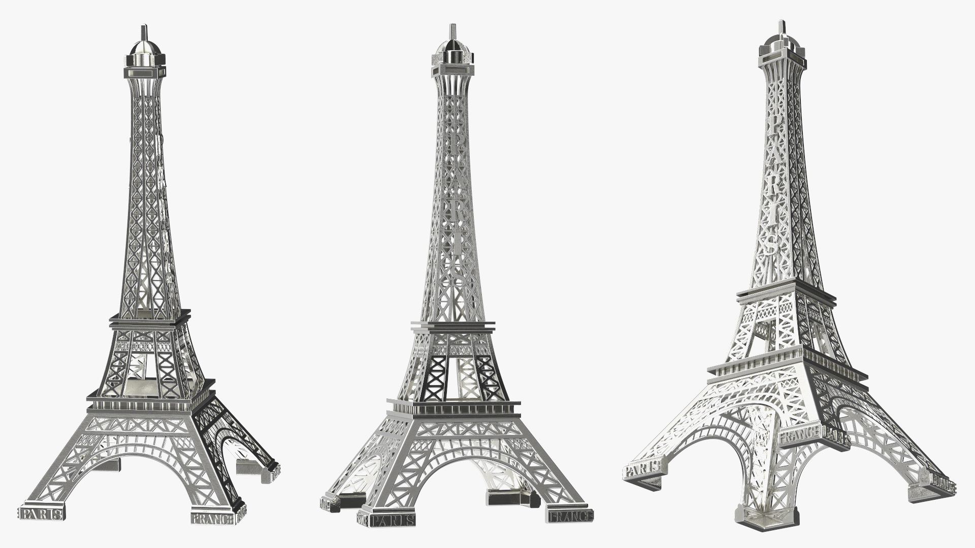 3D Eiffel Tower Silver Souvenir model