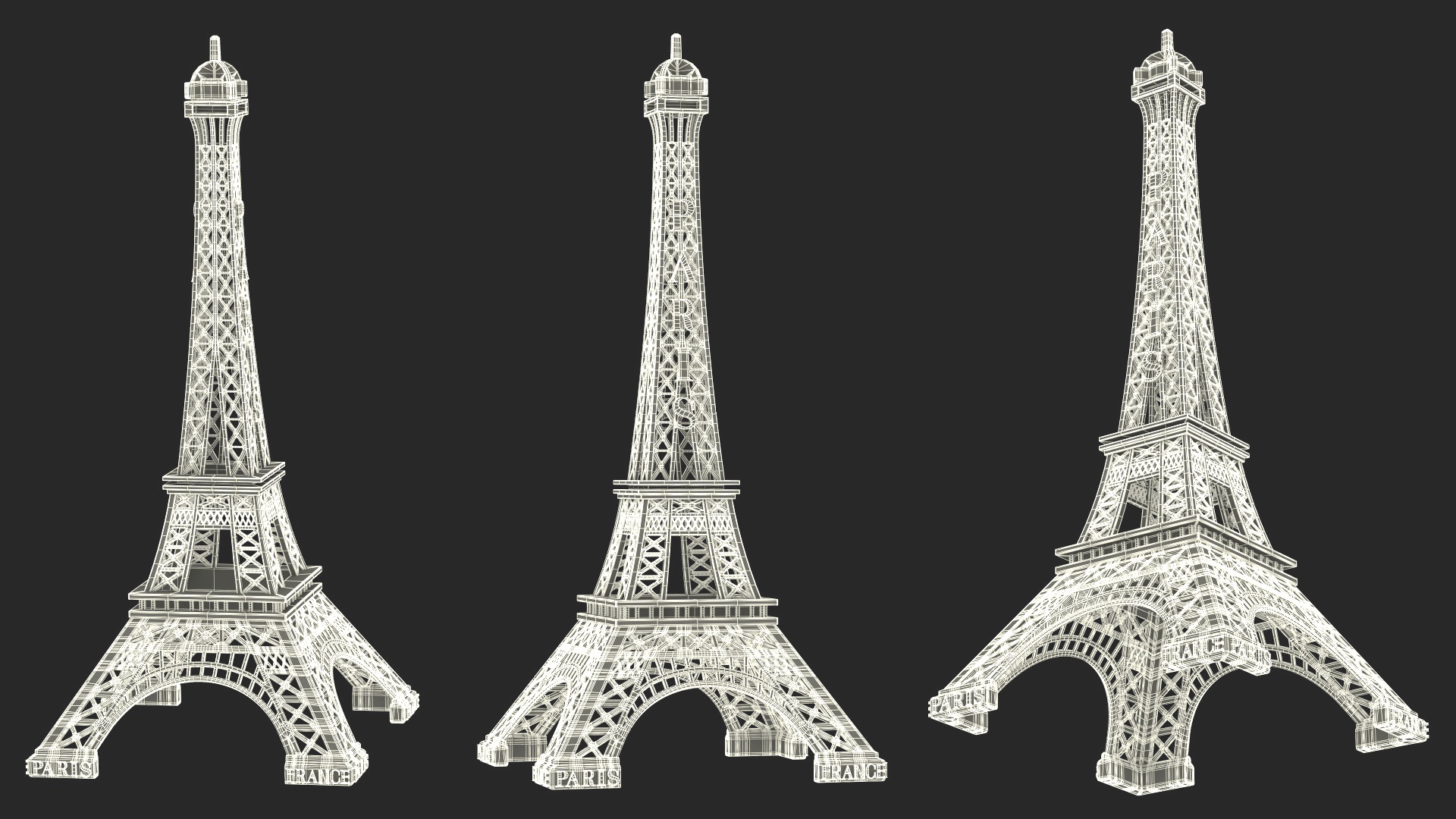 3D Eiffel Tower Silver Souvenir model