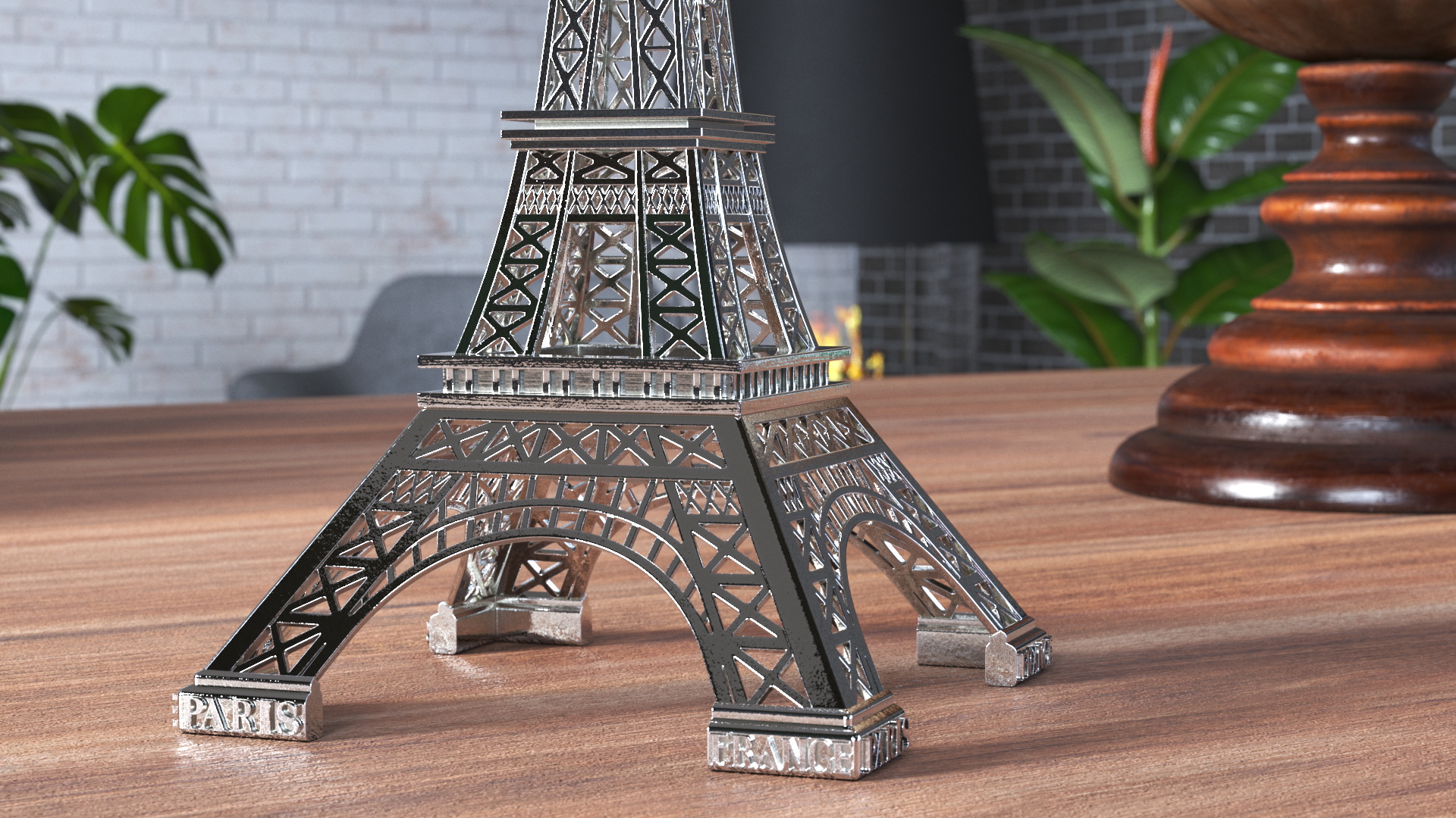 3D Eiffel Tower Silver Souvenir model