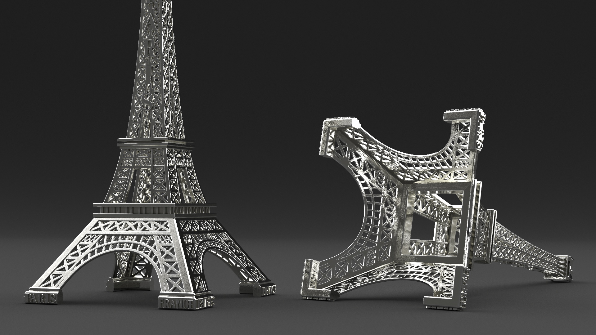 3D Eiffel Tower Silver Souvenir model