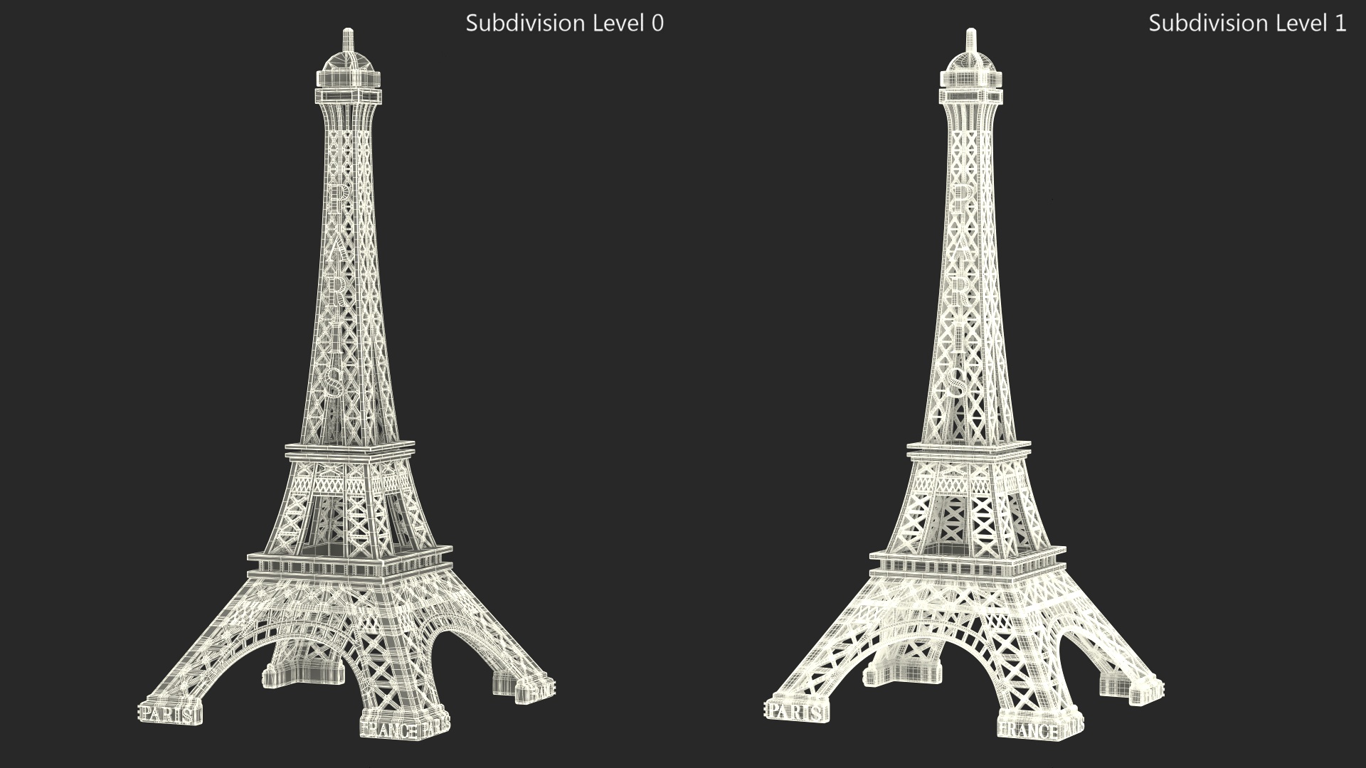 3D Eiffel Tower Silver Souvenir model