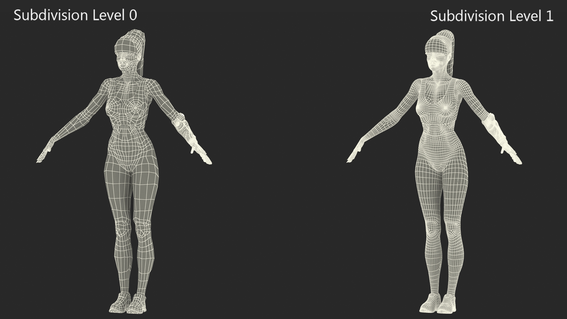 3D Woman with Mind Controlled Prosthetic Arm A-pose model