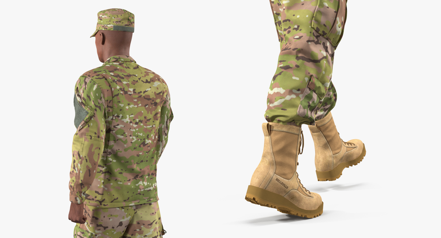 US Army Soldier Camo Marching Pose 3D model