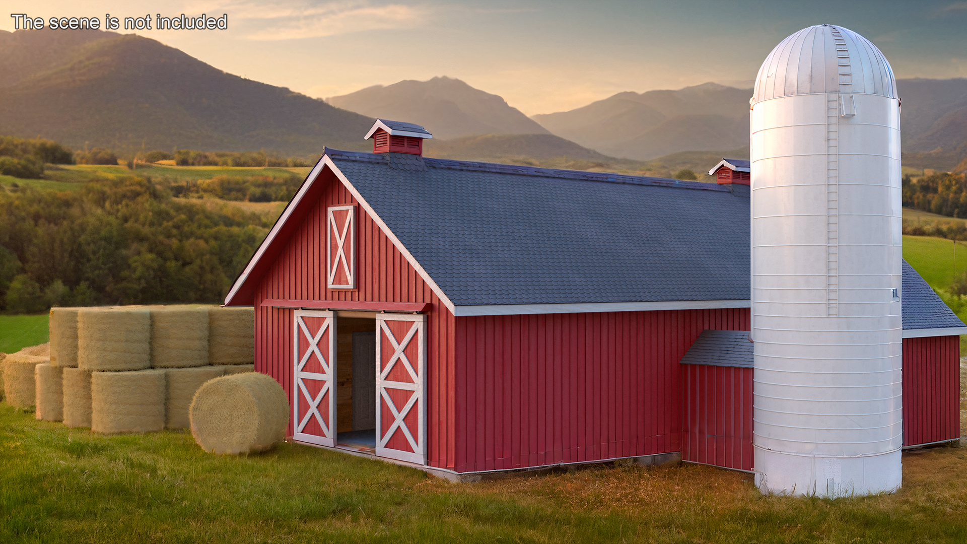 3D Barn Silo Red model