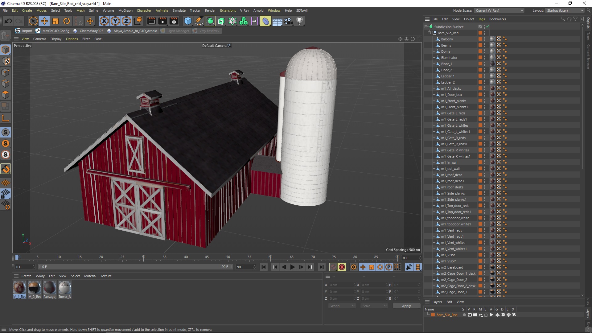 3D Barn Silo Red model