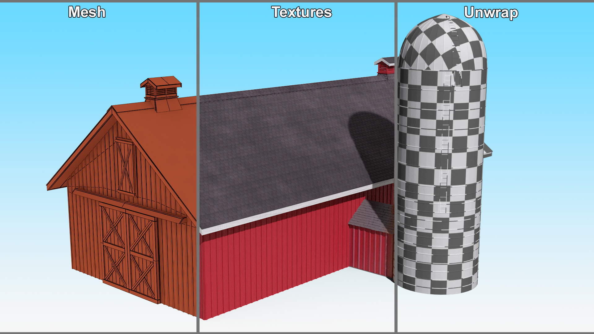 3D Barn Silo Red model