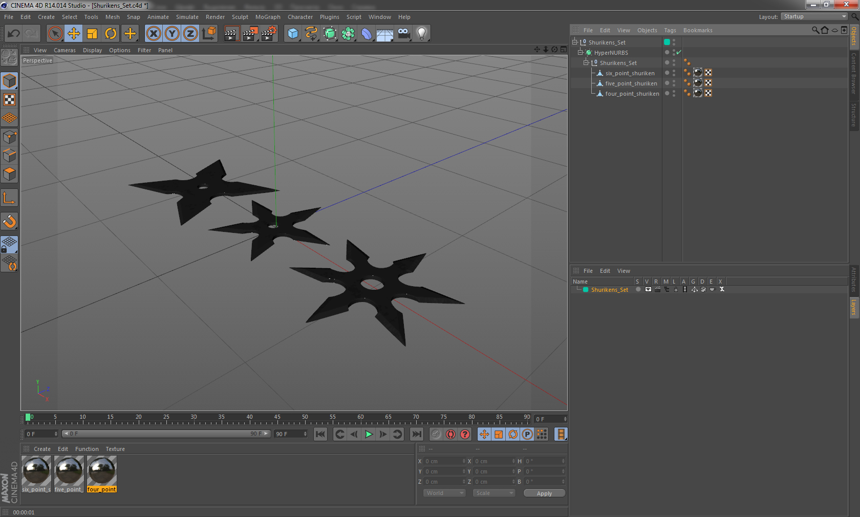 3D Shurikens Set model