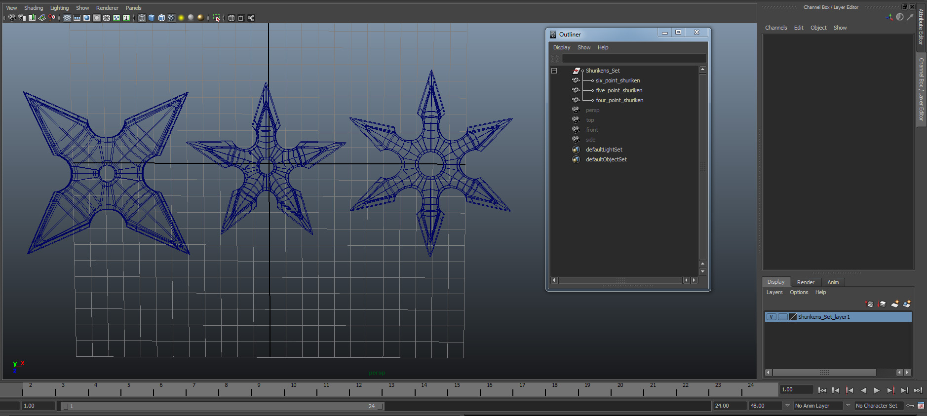 3D Shurikens Set model