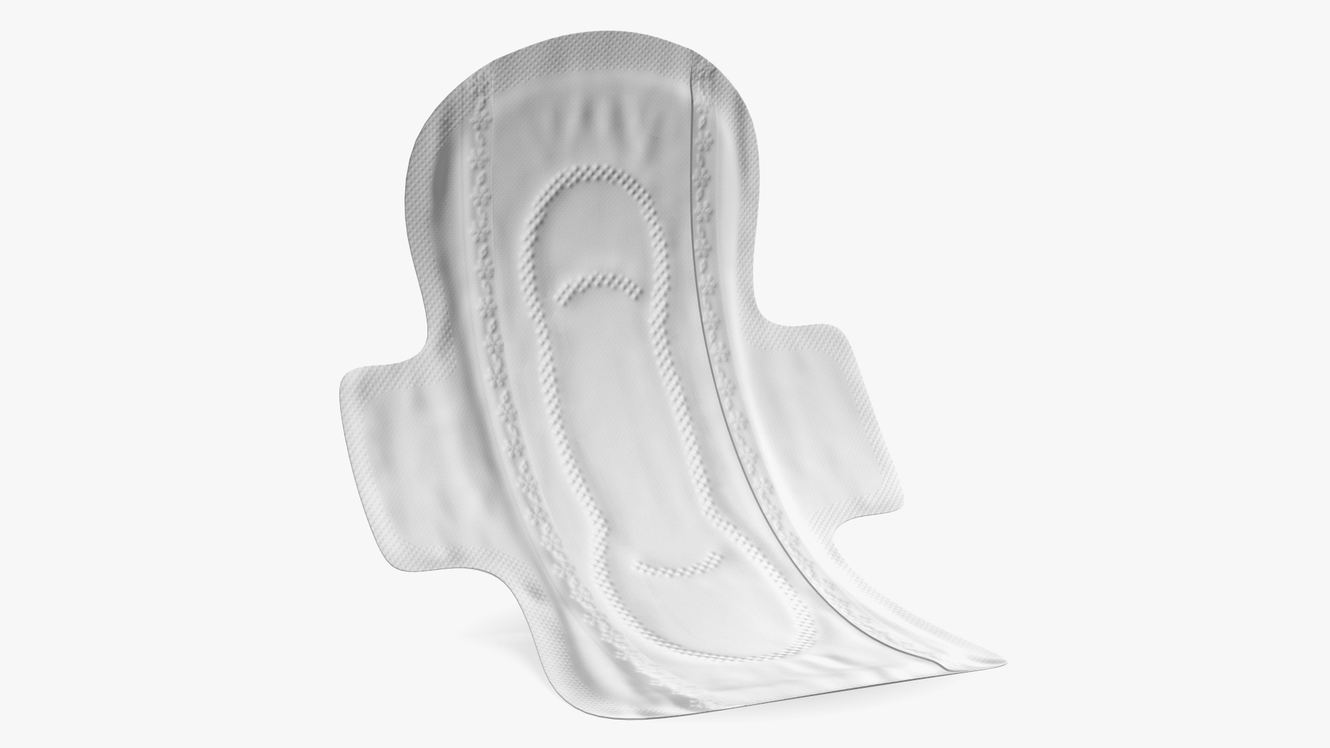 Curved Sanitary Napkin Pad with Wings 3D