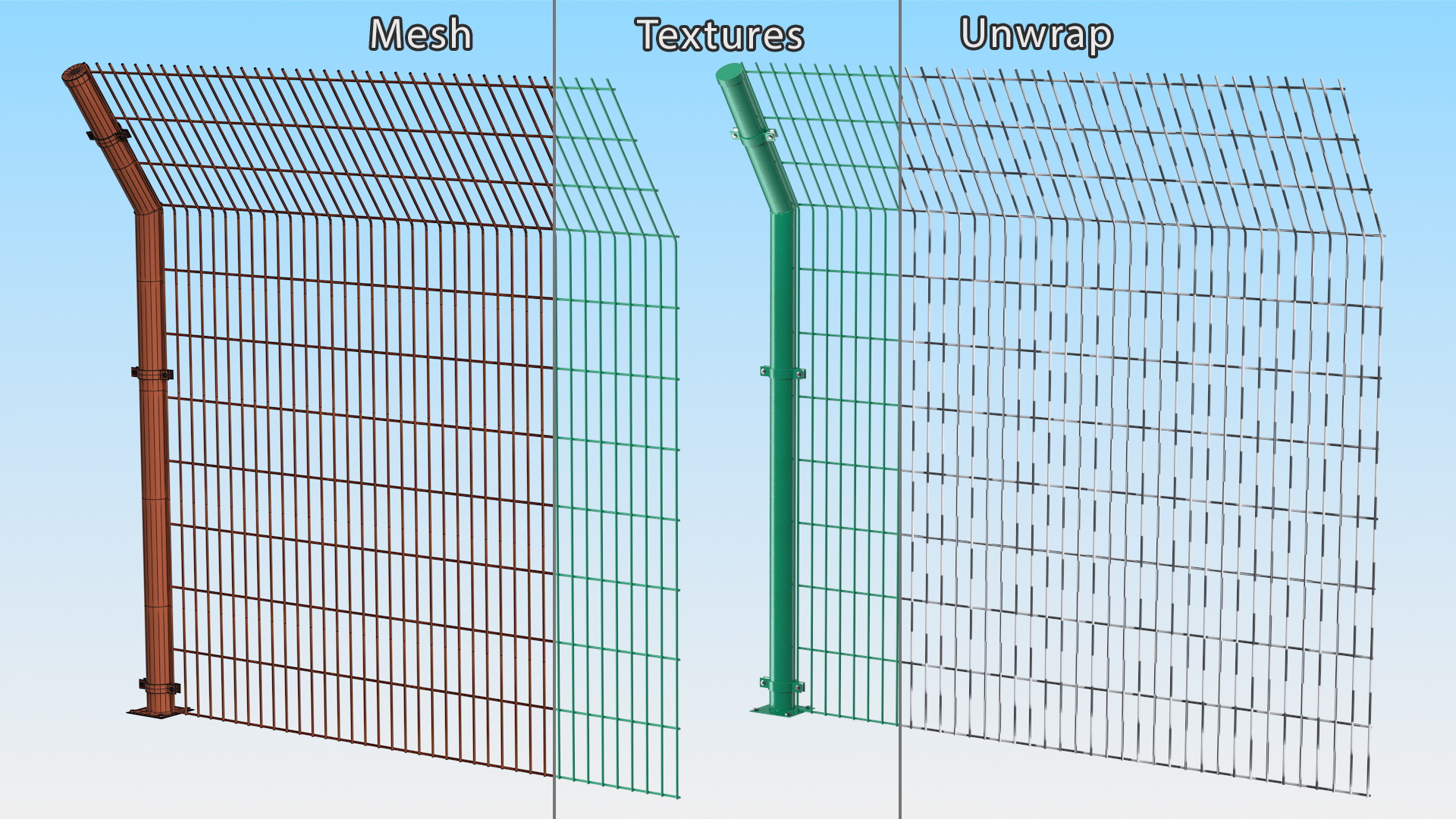 3D Mesh Fence Green