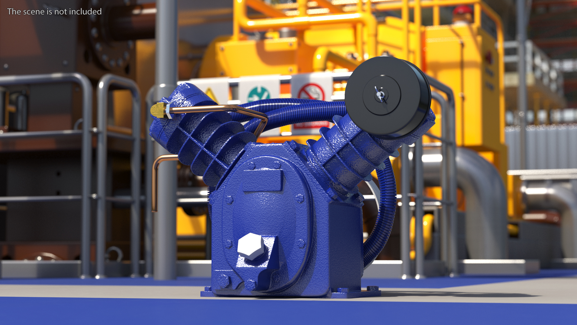 3D Cylinder Air Compressor Pump Blue model