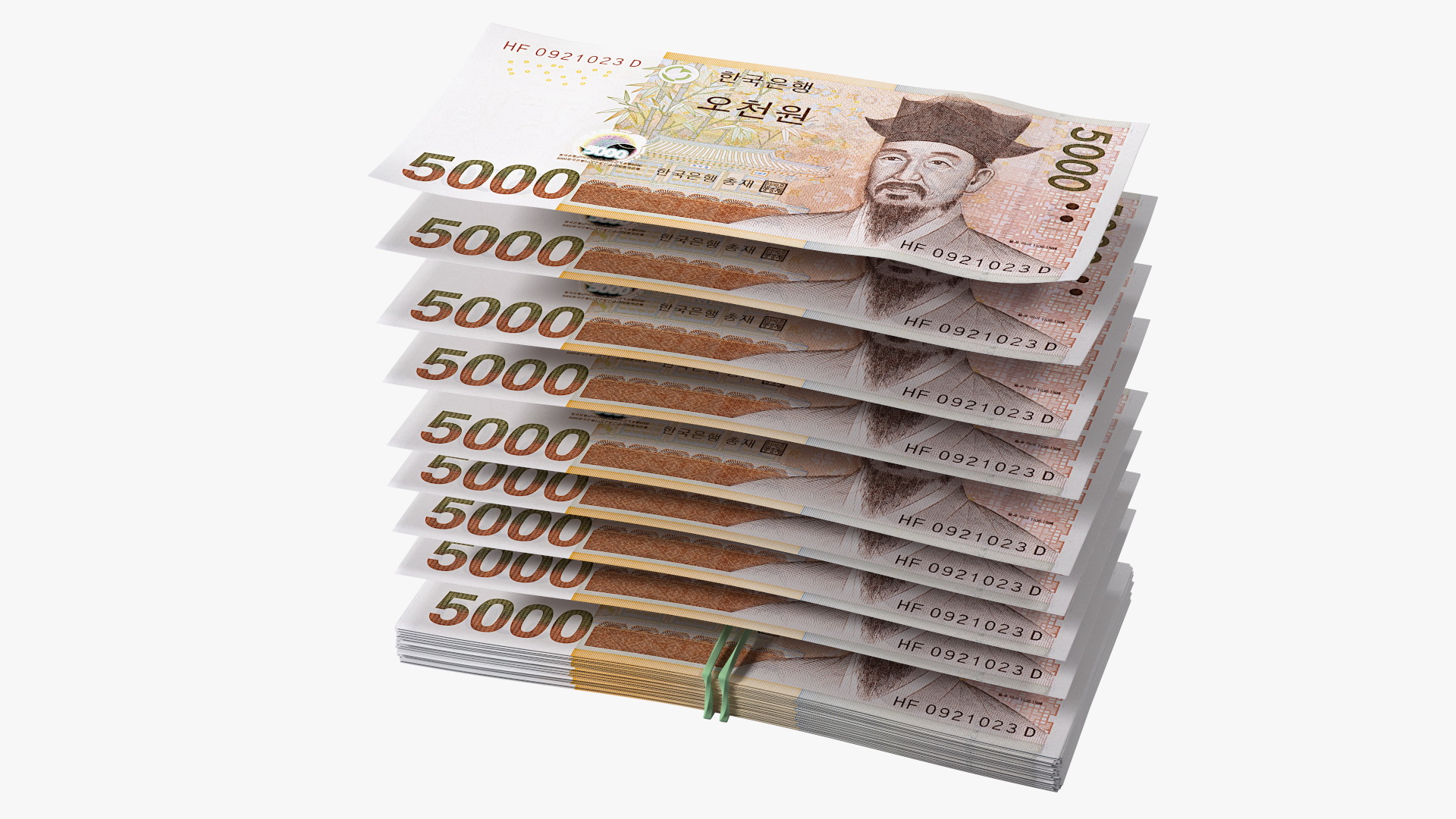 3D model Stack of South Korean 5000 Won