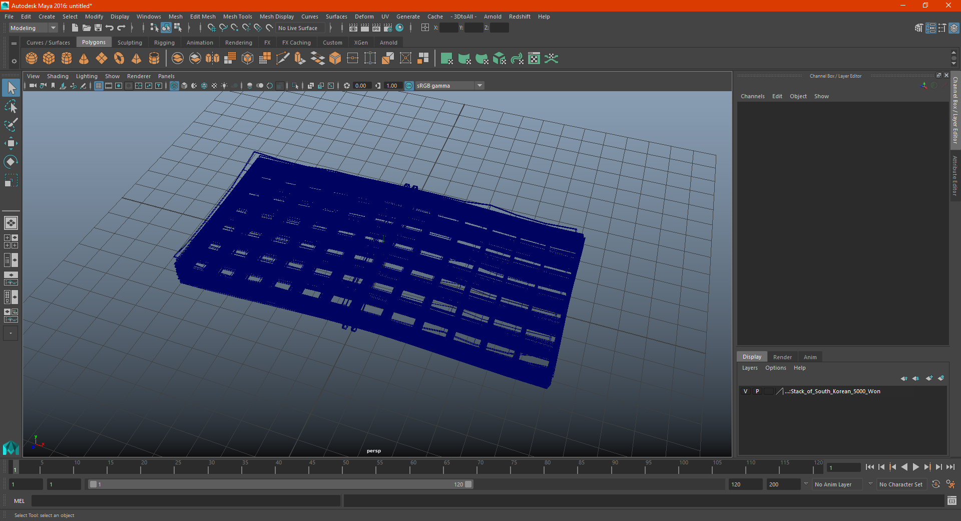 3D model Stack of South Korean 5000 Won