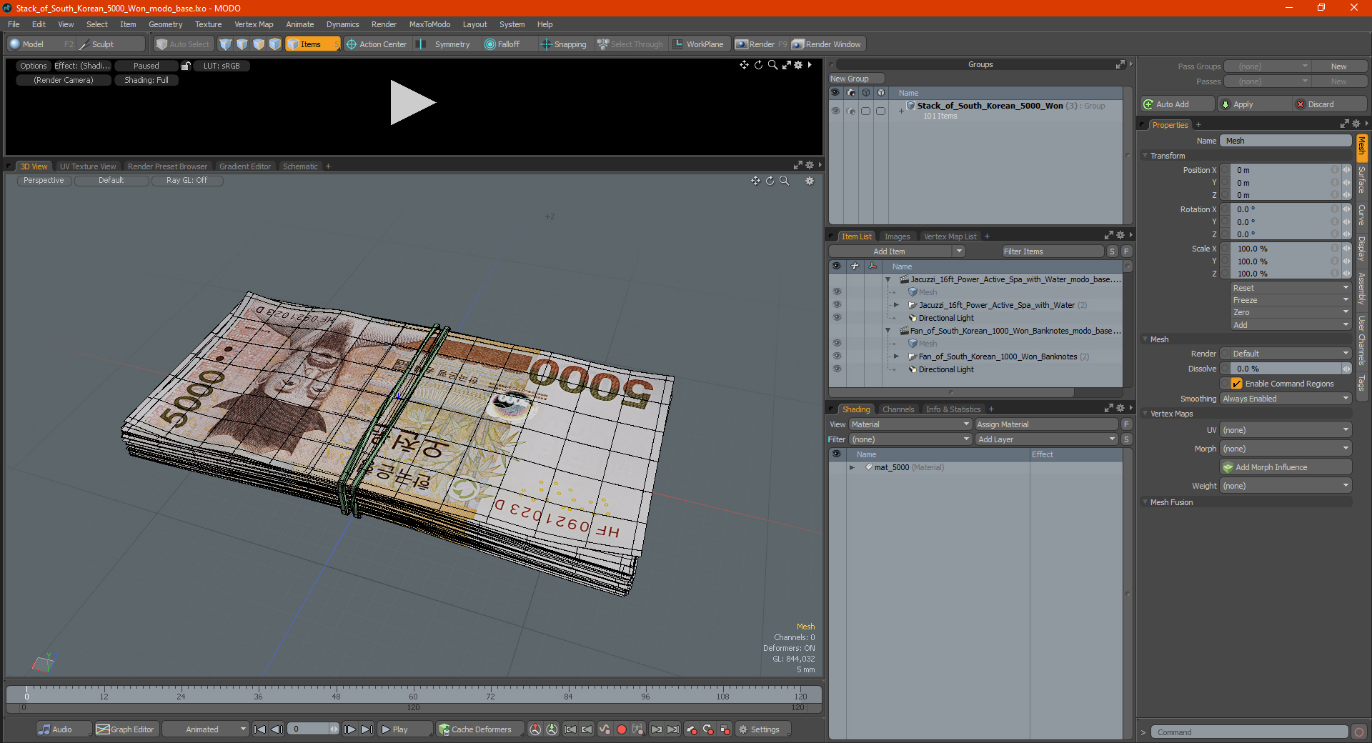 3D model Stack of South Korean 5000 Won