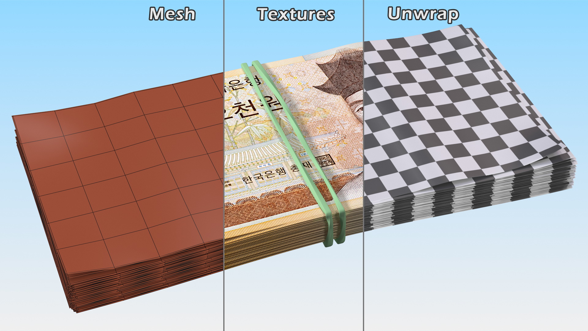 3D model Stack of South Korean 5000 Won