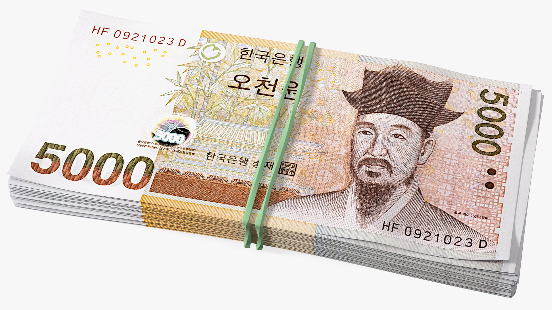 3D model Stack of South Korean 5000 Won