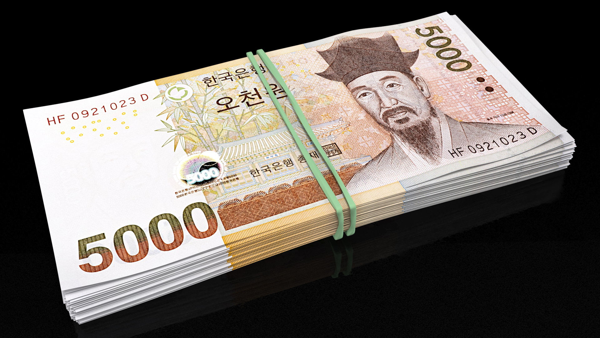 3D model Stack of South Korean 5000 Won