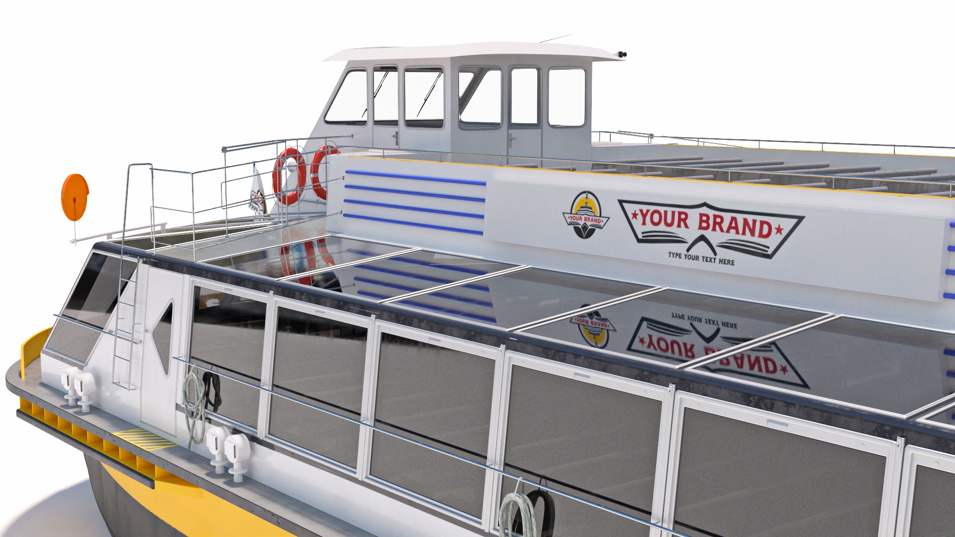 3D River Sightseeing Cruise Boat Mockup