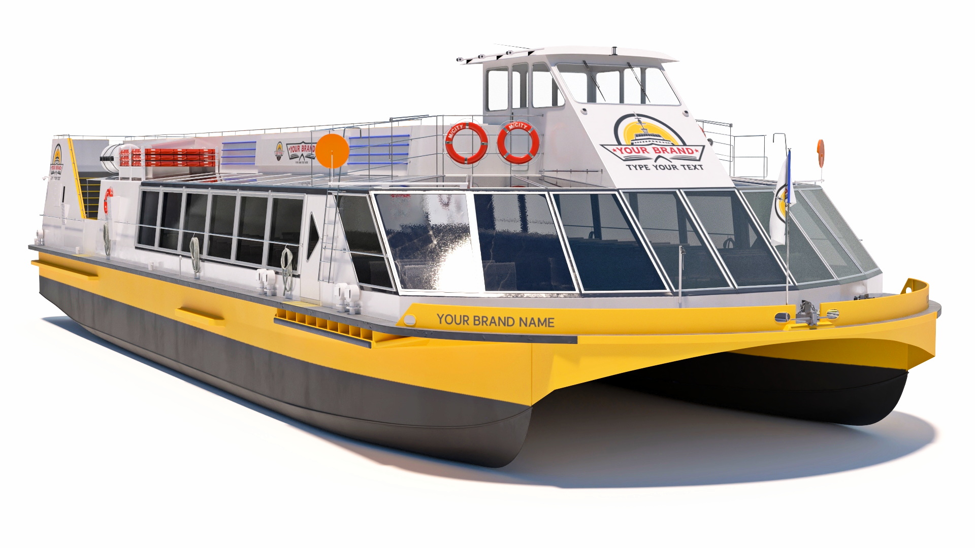 3D River Sightseeing Cruise Boat Mockup