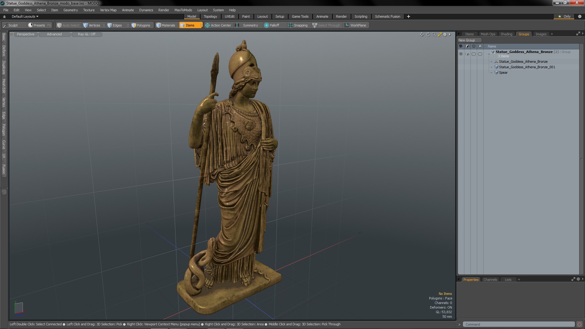 3D Statue Goddess Athena Bronze model