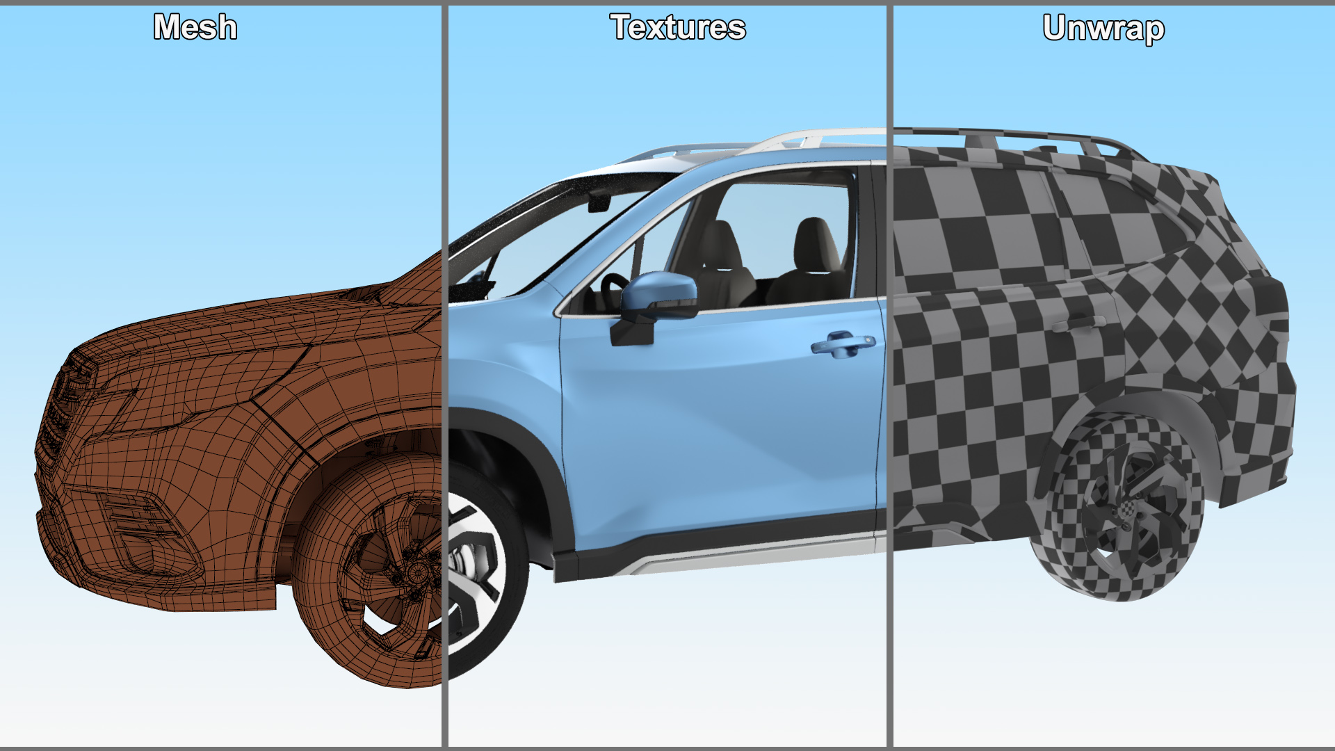 3D Blue Subaru Forester 2022 Simplified