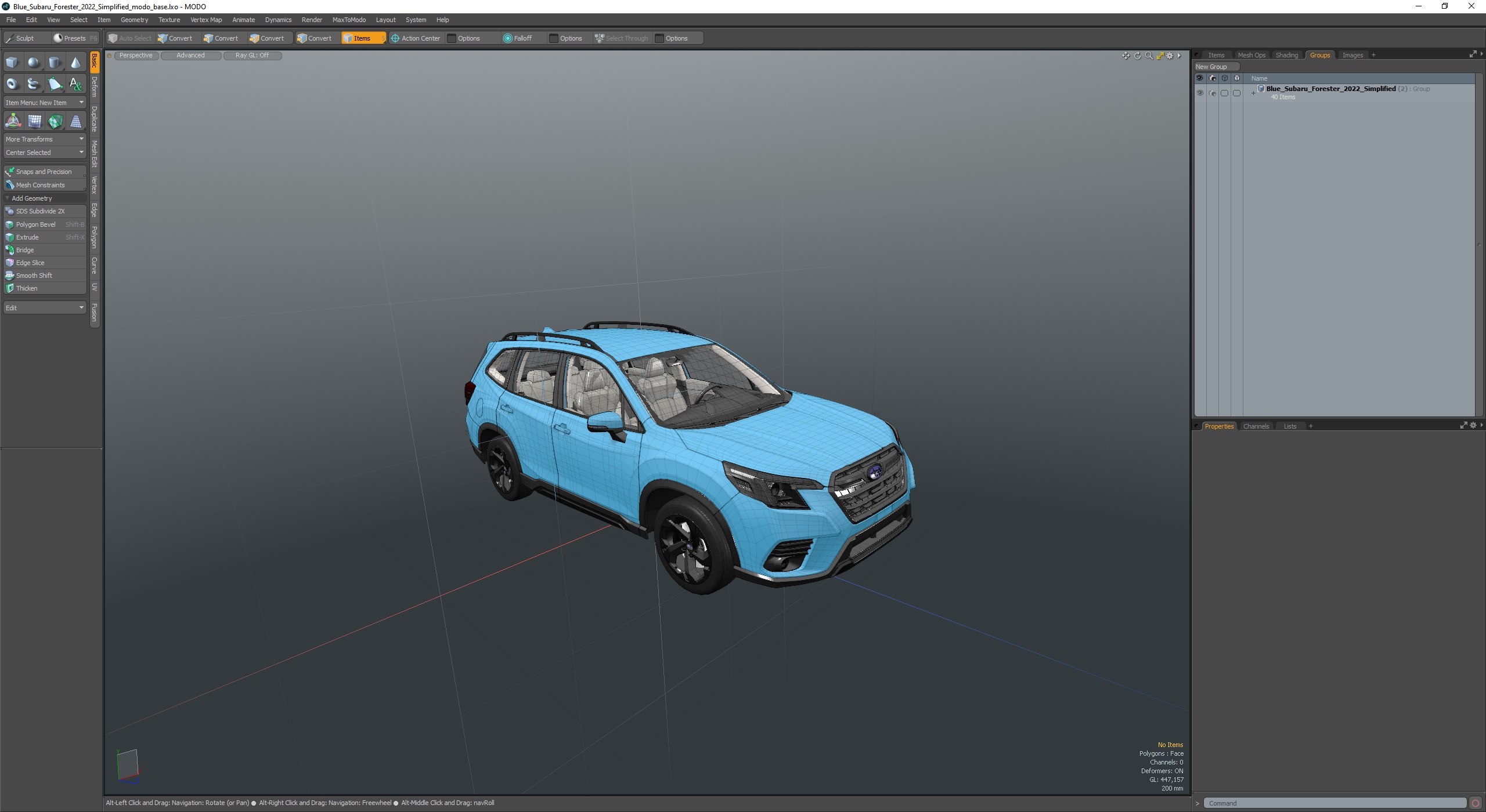 3D Blue Subaru Forester 2022 Simplified