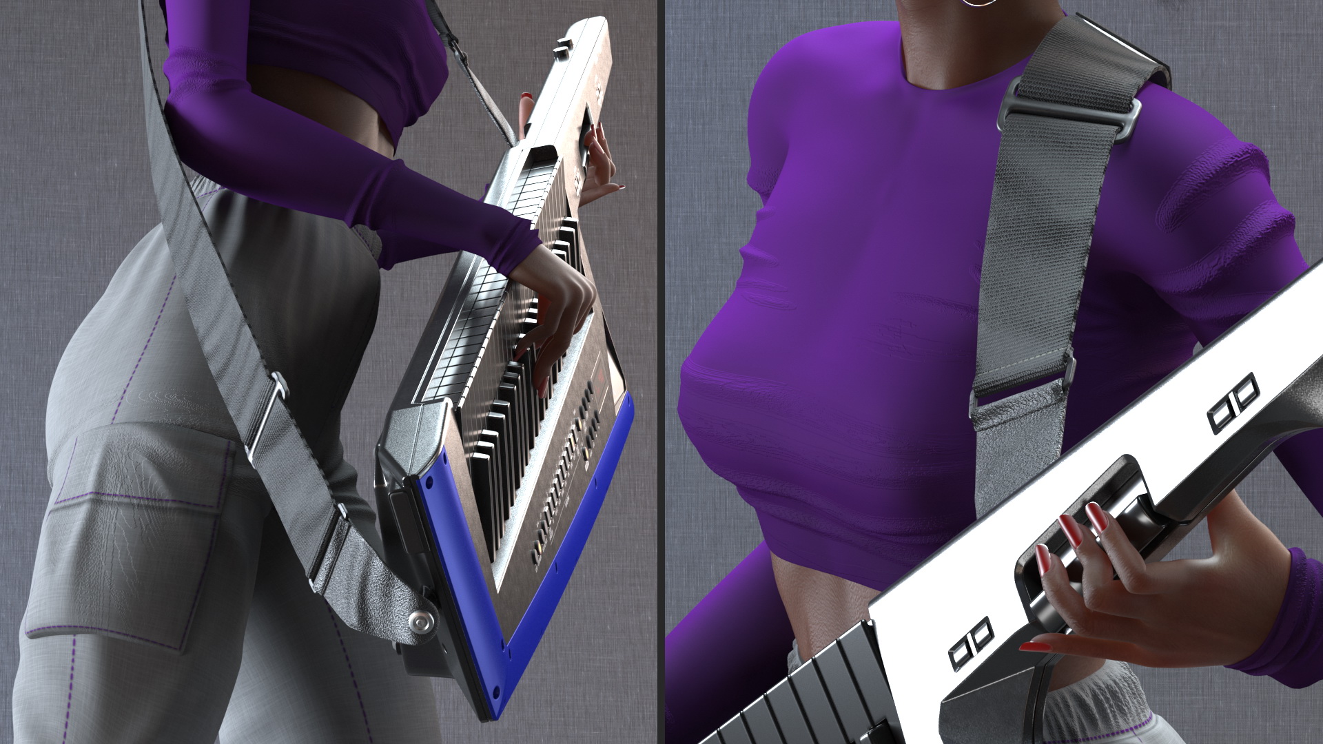 Woman with Keytar 3D