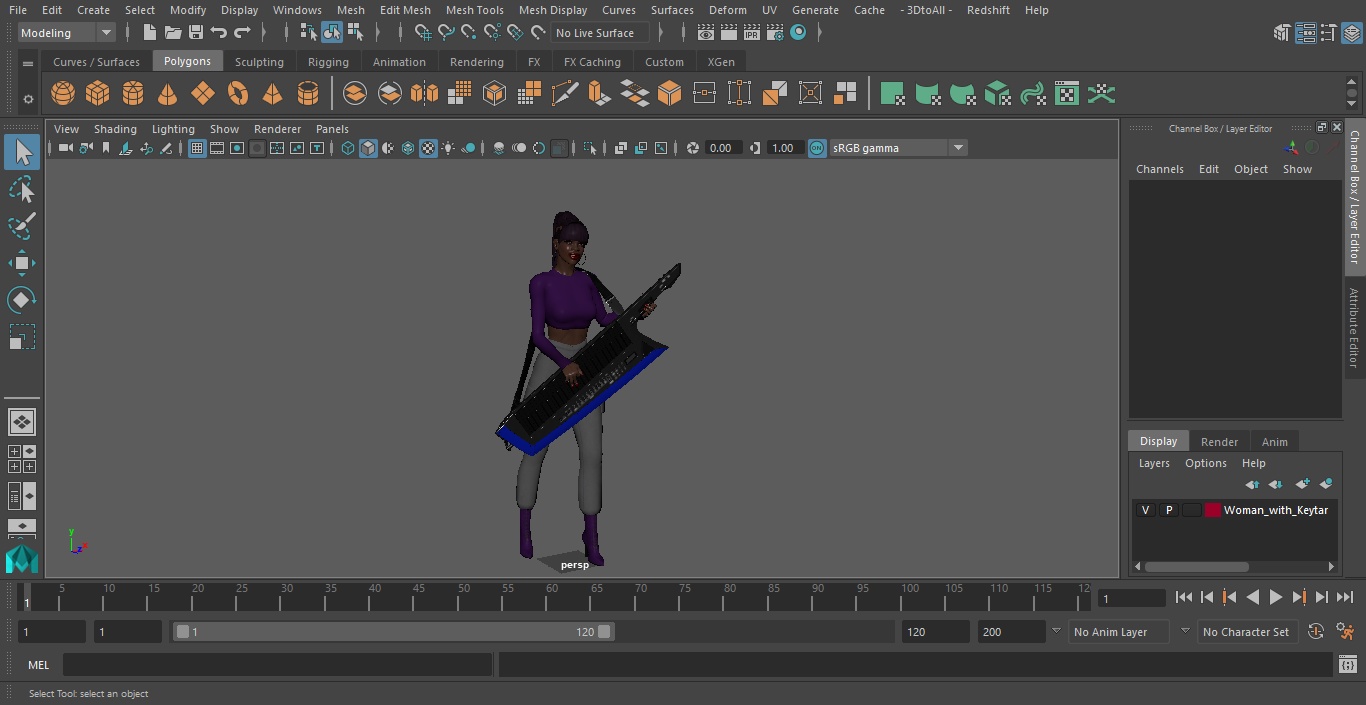 Woman with Keytar 3D