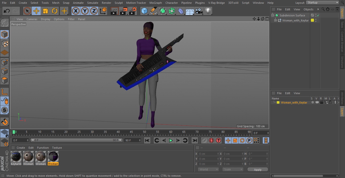 Woman with Keytar 3D