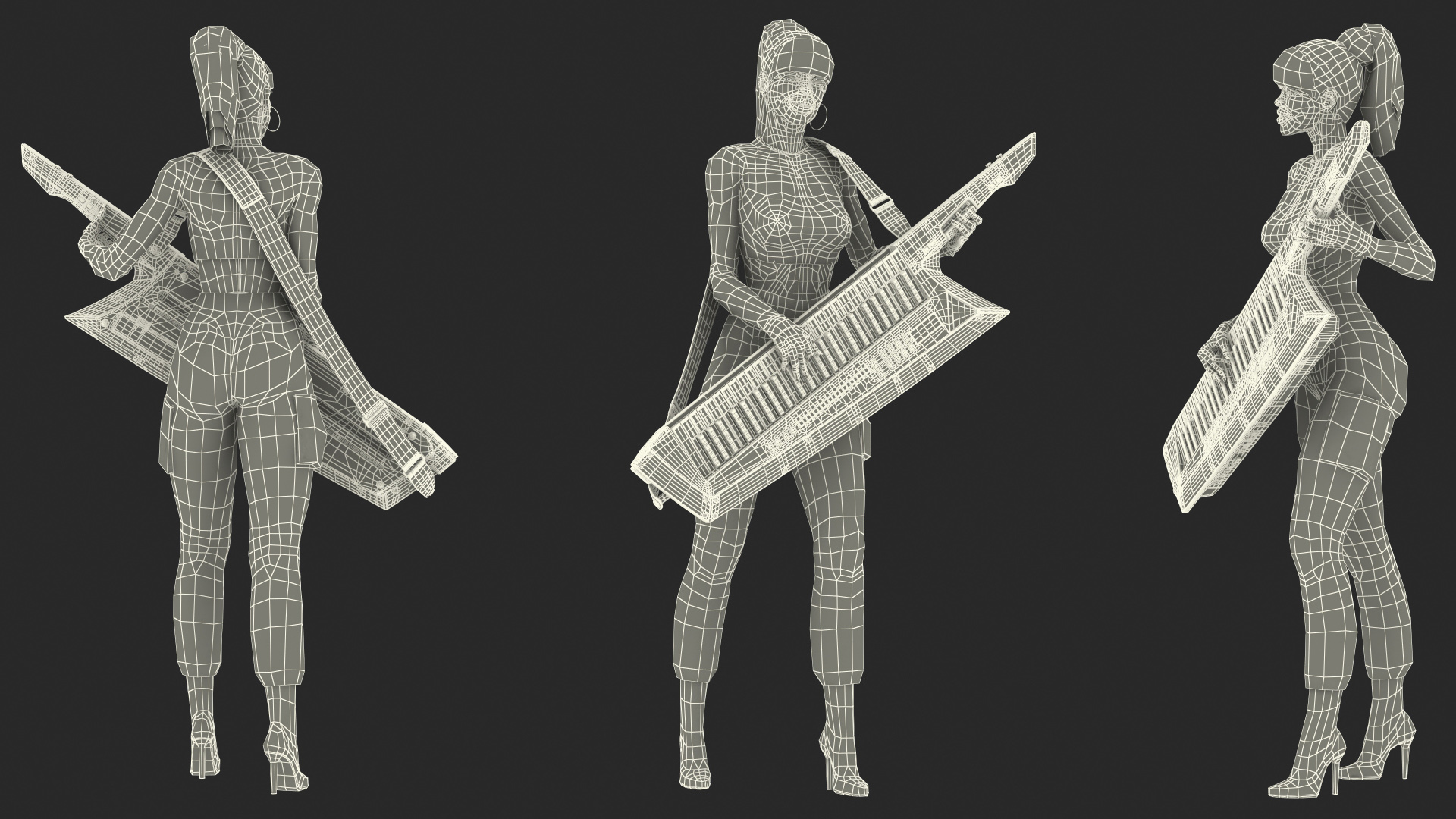 Woman with Keytar 3D