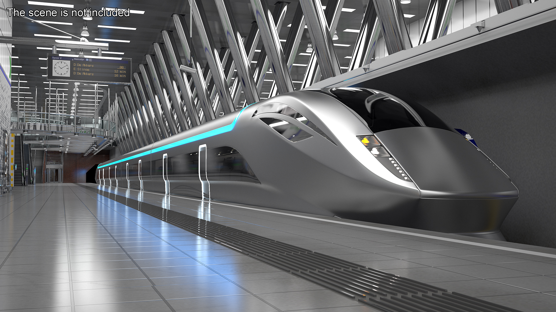 3D Futuristic Passenger Train Silver model