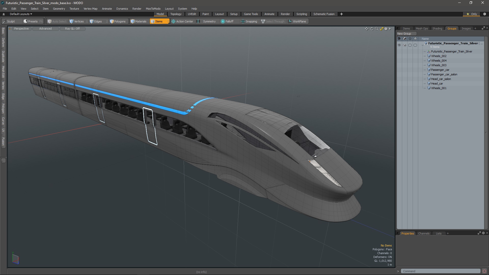 3D Futuristic Passenger Train Silver model