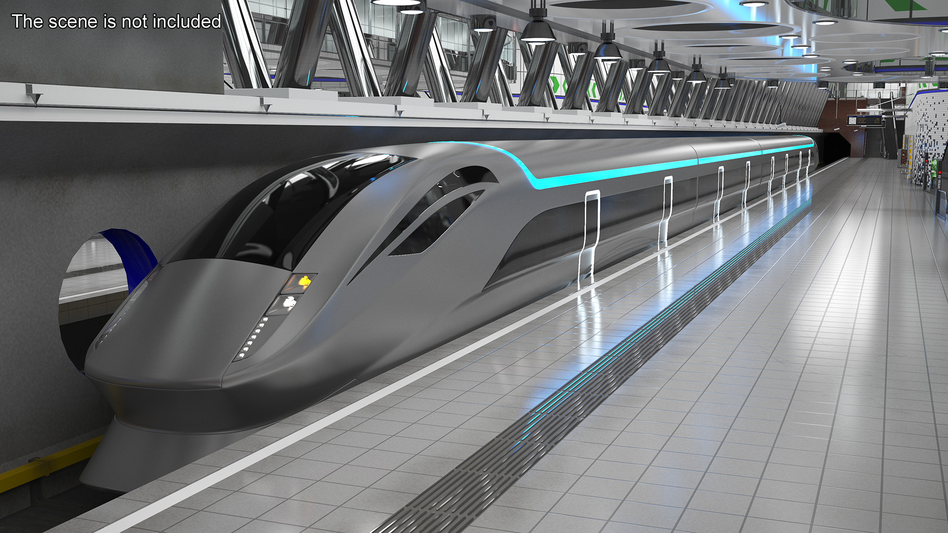 3D Futuristic Passenger Train Silver model