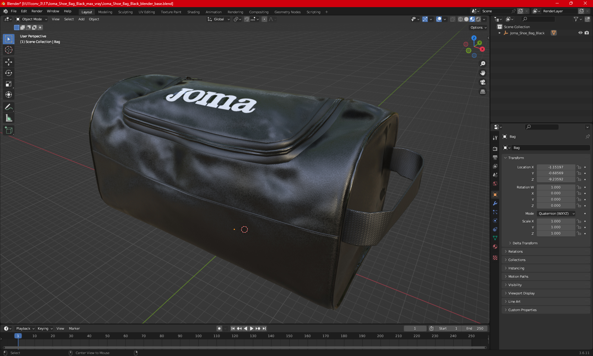 Joma Shoe Bag Black 3D model