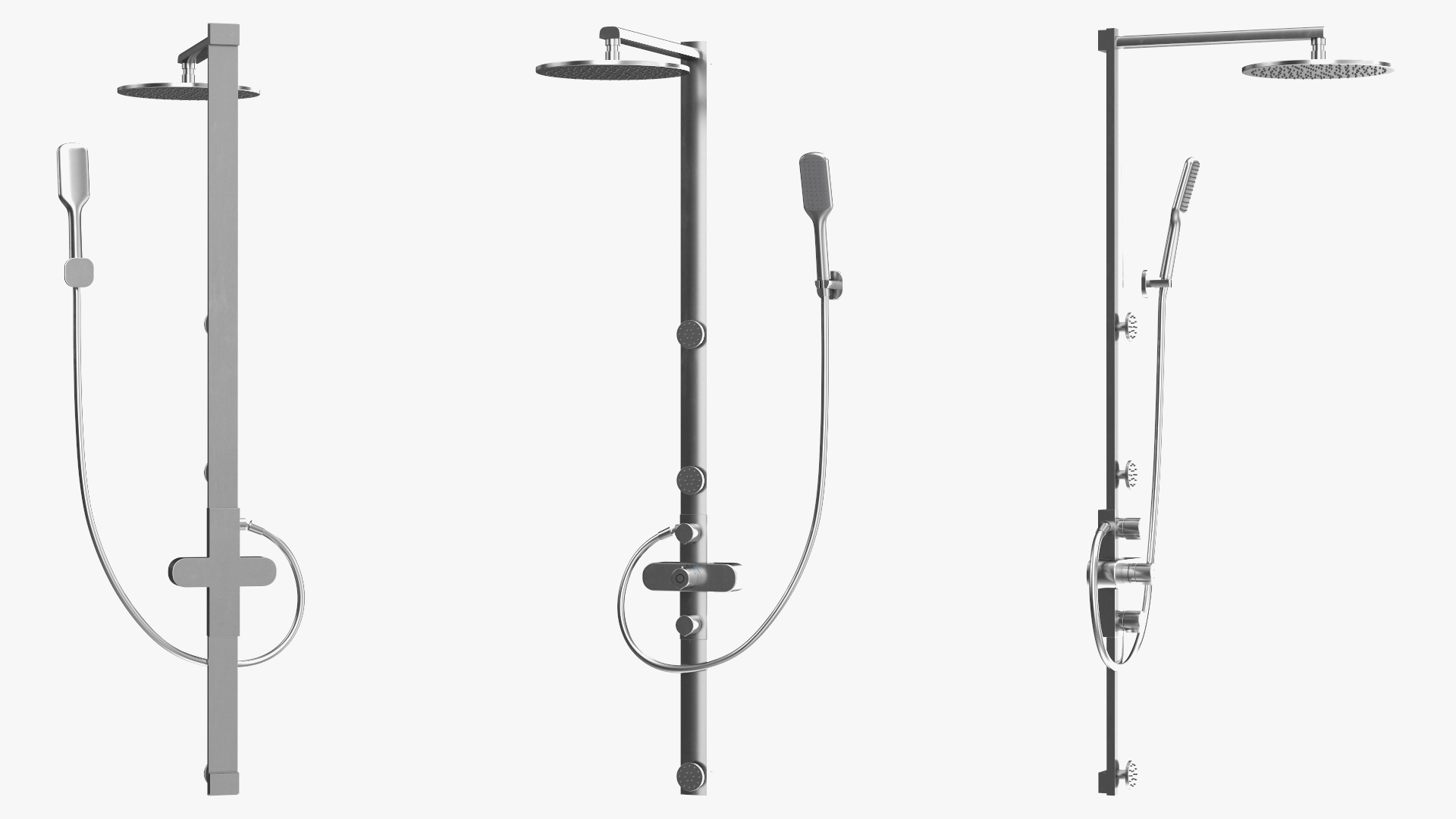 Thermostatic Shower Column with Overhead Shower 3D