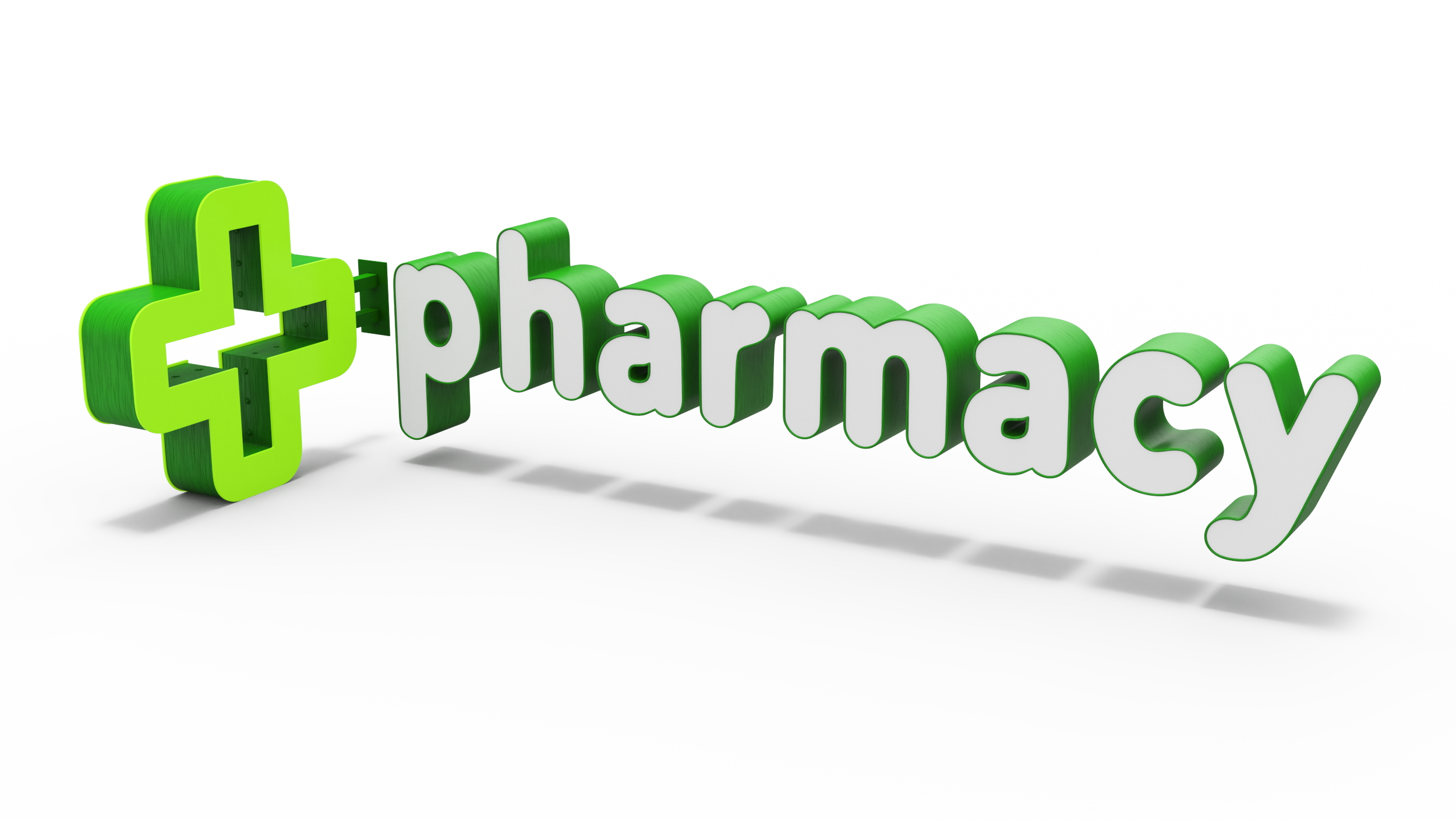 3D model Pharmacy Sign Illuminated