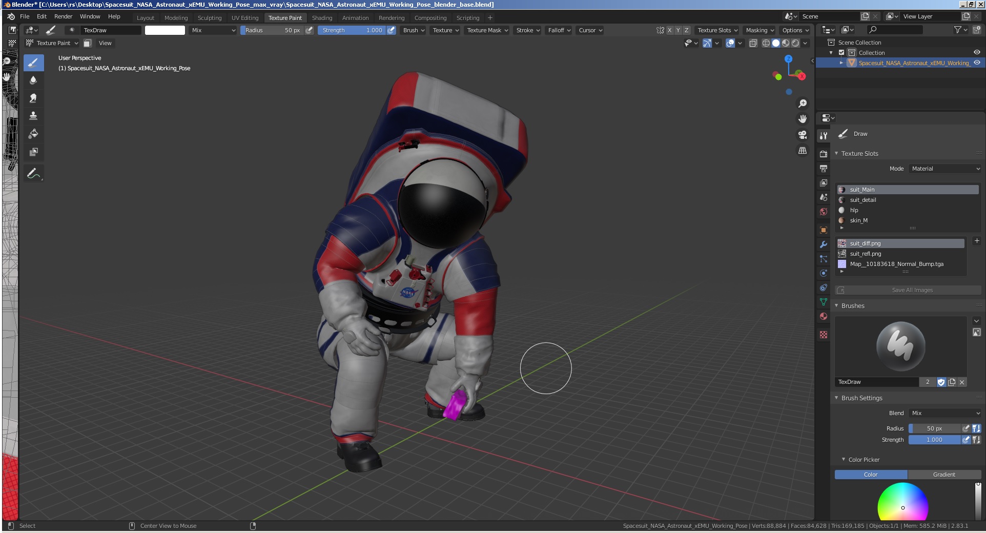 Spacesuit NASA Astronaut xEMU Working Pose 3D